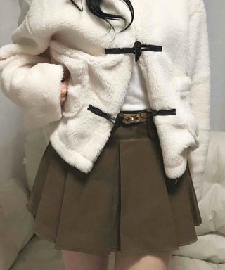 Comfortable Pleated Mini Skirt & Belt
