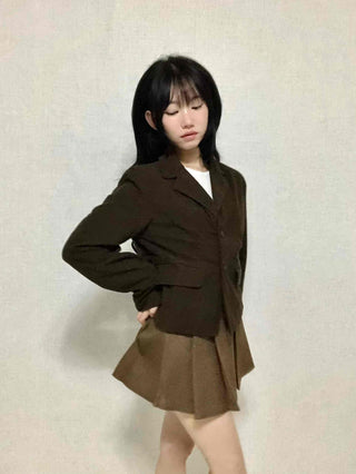 Comfortable Pleated Mini Skirt & Belt