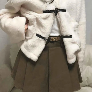 Comfortable Pleated Mini Skirt & Belt