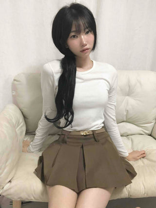 Comfortable Pleated Mini Skirt & Belt