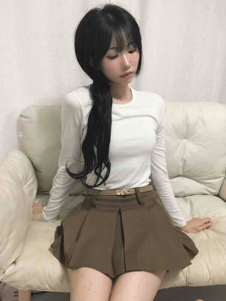 Comfortable Pleated Mini Skirt & Belt