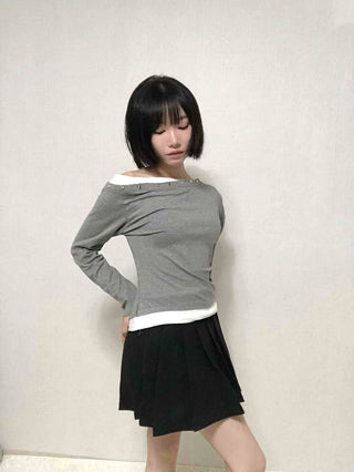 Pure Plain Pleated Mini Skirt