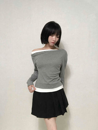 Pure Plain Pleated Mini Skirt