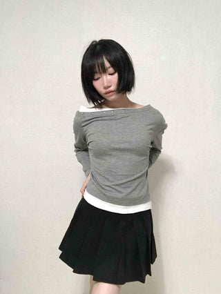Pure Plain Pleated Mini Skirt