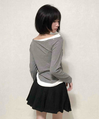 Pure Plain Pleated Mini Skirt