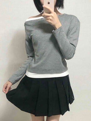 Pure Plain Pleated Mini Skirt