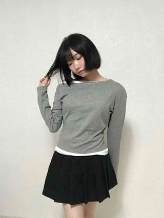 Pure Plain Pleated Mini Skirt