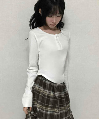 Basic Round Neck Loose Fit Long Sleeve T-shirt