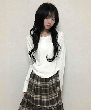 Basic Round Neck Loose Fit Long Sleeve T-shirt
