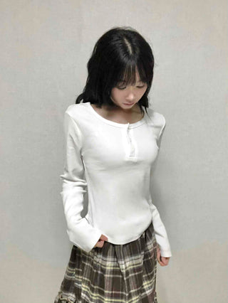 Basic Round Neck Loose Fit Long Sleeve T-shirt