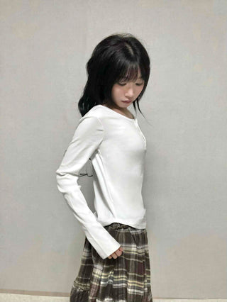 Basic Round Neck Loose Fit Long Sleeve T-shirt