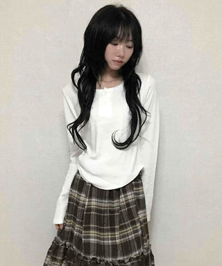 Basic Round Neck Loose Fit Long Sleeve T-shirt