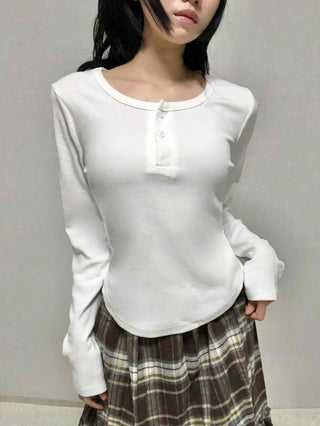 Basic Round Neck Loose Fit Long Sleeve T-shirt
