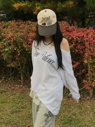 TIME Lettering Oversized Layered T-shirt