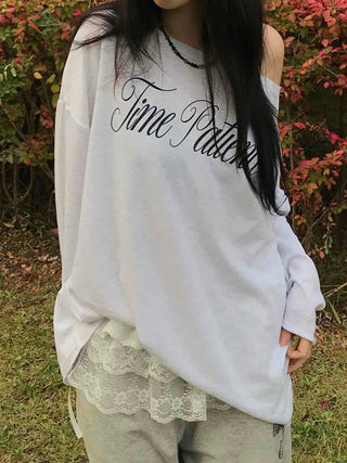 TIME Lettering Oversized Layered T-shirt