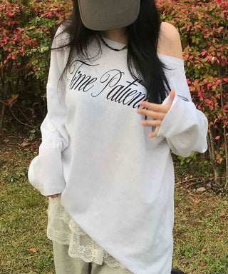 TIME Lettering Oversized Layered T-shirt