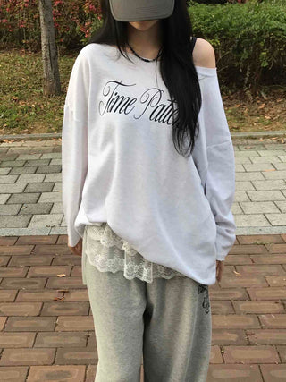 TIME Lettering Oversized Layered T-shirt