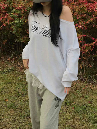 TIME Lettering Oversized Layered T-shirt