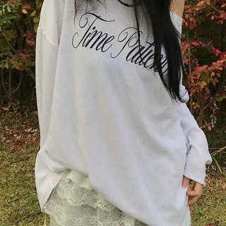 Striped String Loose Fit Round Neck T-shirt