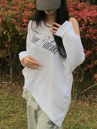 Striped String Loose Fit Round Neck T-shirt