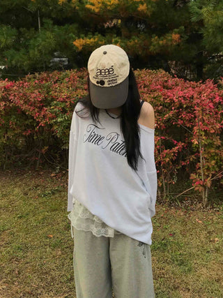 Striped String Loose Fit Round Neck T-shirt