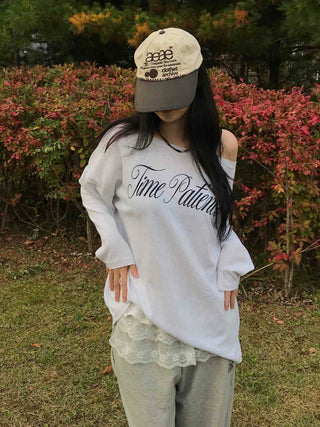 Striped String Loose Fit Round Neck T-shirt