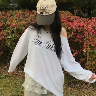 Striped String Loose Fit Round Neck T-shirt