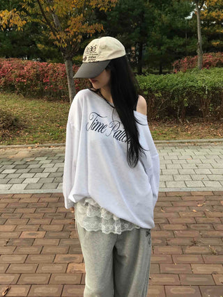 Striped String Loose Fit Round Neck T-shirt