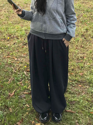 Elastic Waist Pleated Wide Jogger Pants