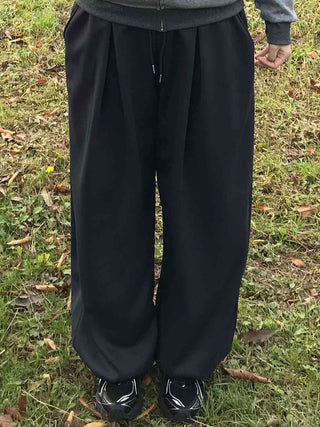 Elastic Waist Pleated Wide Jogger Pants