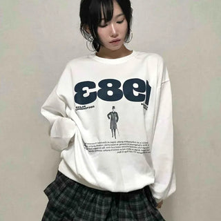 Effortless Stylish Oversized Cotton Round Neck Sweatshirt
