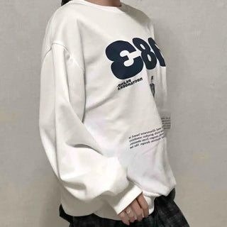 Effortless Stylish Oversized Cotton Round Neck Sweatshirt