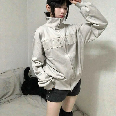 Campus Numbering Embroidered Half Zip-Up Jumper