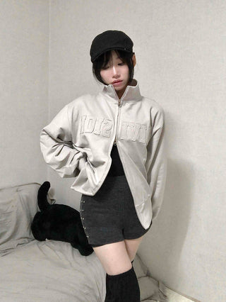 Campus Numbering Embroidered Half Zip-Up Jumper