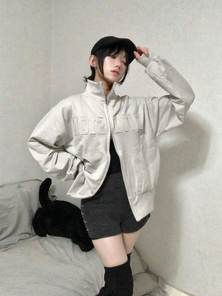 Campus Numbering Embroidered Half Zip-Up Jumper