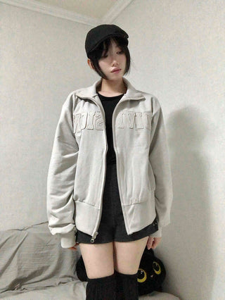 Campus Numbering Embroidered Half Zip-Up Jumper