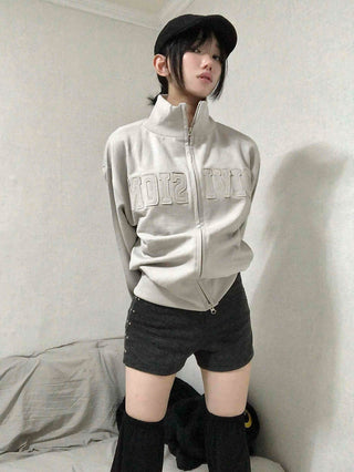 Campus Numbering Embroidered Half Zip-Up Jumper