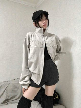 Campus Numbering Embroidered Half Zip-Up Jumper
