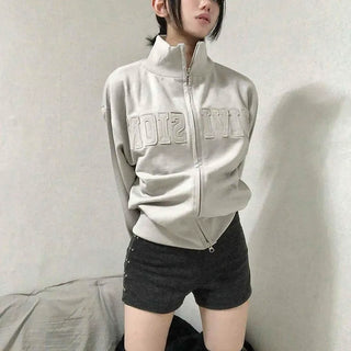 Campus Numbering Embroidered Half Zip-Up Jumper