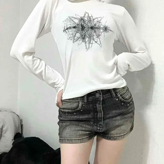 Star Graphic Loose Fit Crop Hoodie