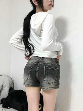 Star Graphic Loose Fit Crop Hoodie