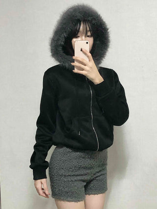 Loose Fit Boucle Knit Pocket Elastic Waist Shorts