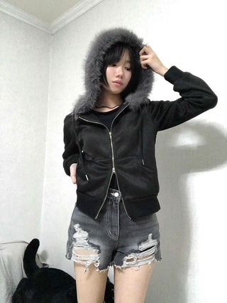 Grunge Washed Damaged Denim Shorts
