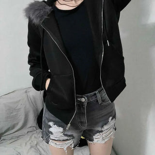 Grunge Washed Damaged Denim Shorts
