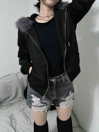 Grunge Washed Damaged Denim Shorts