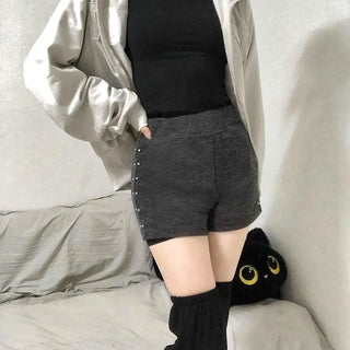 High-waisted Medium Shorts with Side Stud Detail