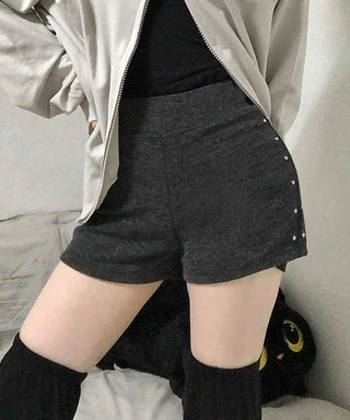 High-waisted Medium Shorts with Side Stud Detail