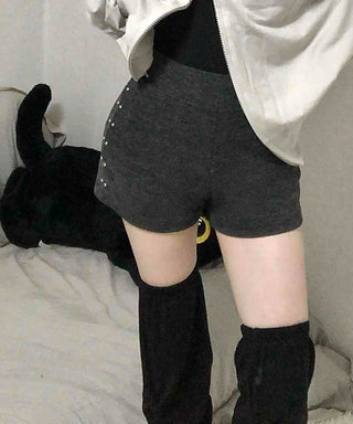 High-waisted Medium Shorts with Side Stud Detail