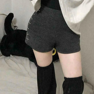 High-waisted Medium Shorts with Side Stud Detail