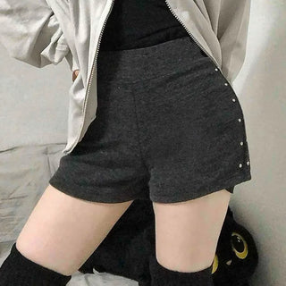 High-waisted Medium Shorts with Side Stud Detail